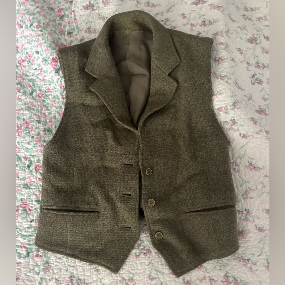 Olive Green Tweed Vest
